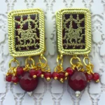 Ruby Bead Gold Elephant Pendant Set - Image 3