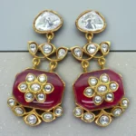 Ruby Kundan Polki Pearl Choker Set - Image 3