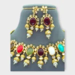 Navratna Multi-Stone Gold Choker Set - Image 3