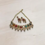 Navratna Multi-Stone Gold Choker Set - Image 5