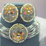 Meenakari Grey Pearl Choker Jewelry Set - Image 2