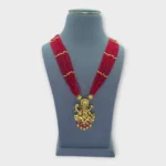 Temple Ganesha Red Bead Pendant Necklace