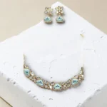 Meenakari AD Pastel Blue Jewelry Set - Image 2