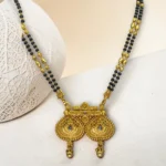 Gold Mangalsutra Black Bead Wedding Set - Image 2
