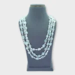 Blue Stone Pearl Triple Strand Necklace
