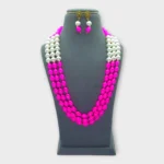 Necklace Hot Pink Pearl Layered Festive Set