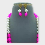 Necklace Hot Pink Pearl Layered Festive Set - Image 2