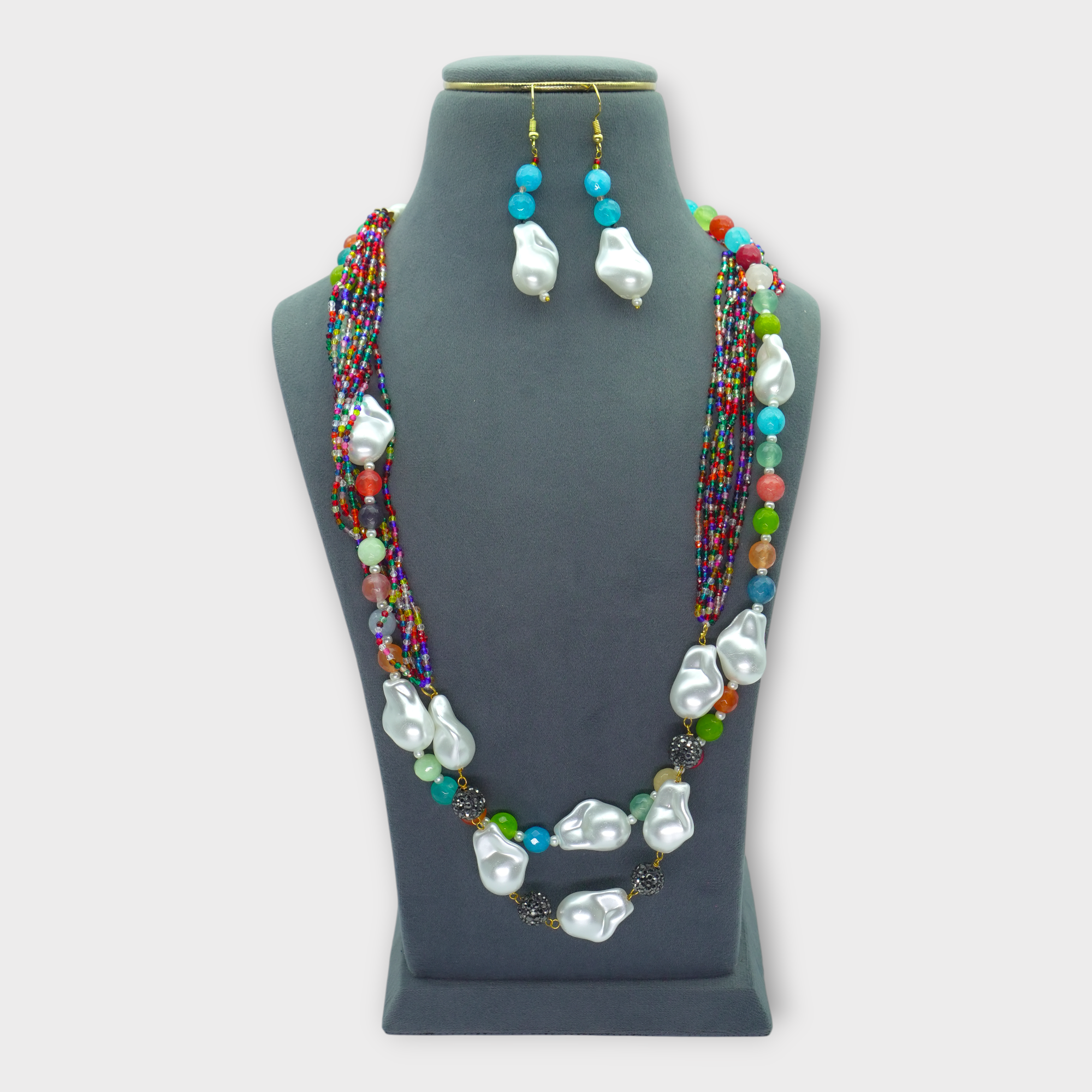 DSC01662 Baroque Pearl Multi-Color Bead Necklace - Image 1