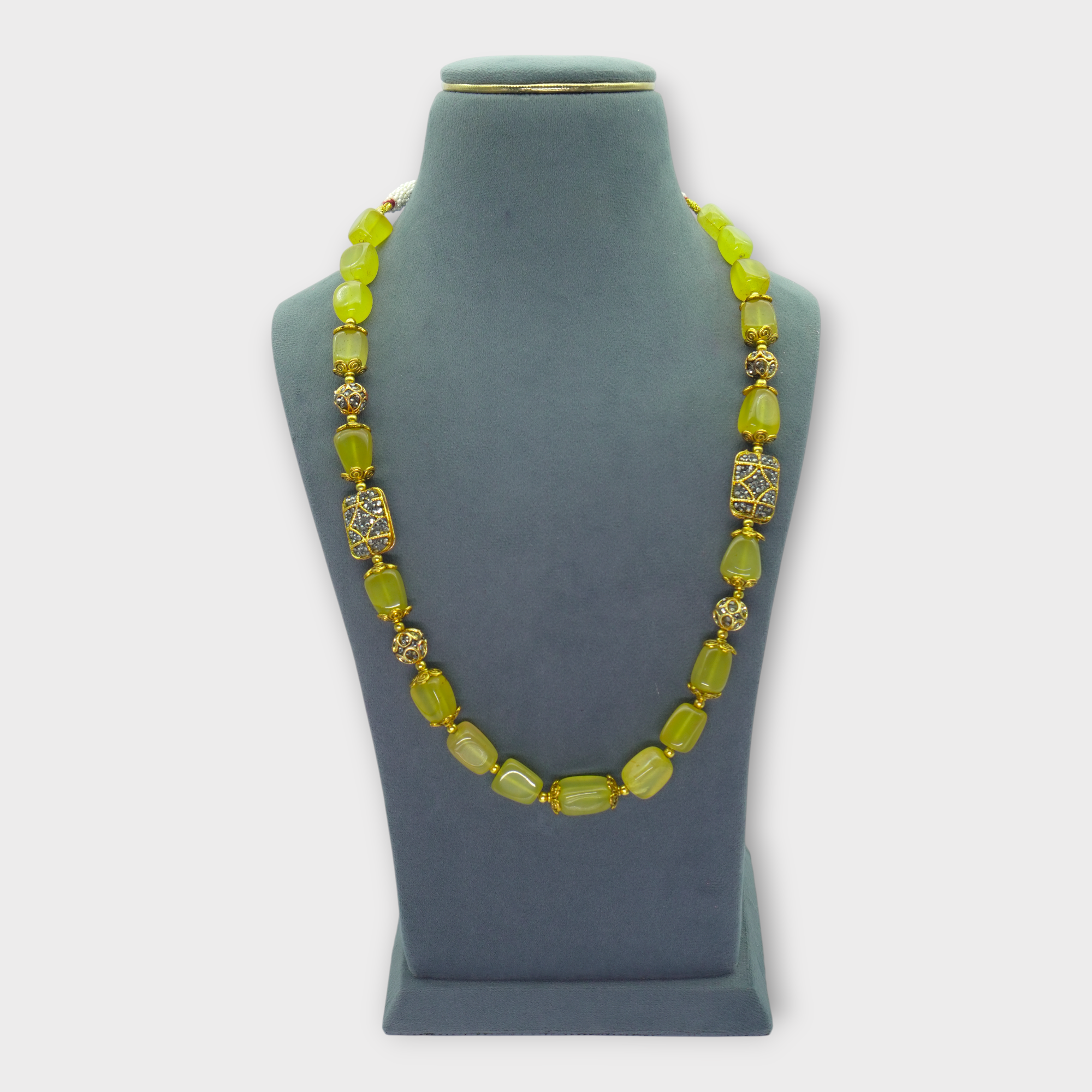 DSC01719 Natural Stone Yellow Statement Necklace - Image 1