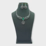 Mint Green AD Silver Necklace Set