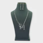 Crystalline Silver Peacock Motif Necklace Set