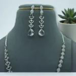 Crystalline Silver Peacock Motif Necklace Set - Image 3