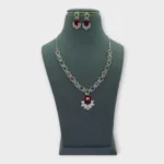 Crimson Stone Multicolored Silver Necklace