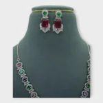 Crimson Stone Multicolored Silver Necklace - Image 3