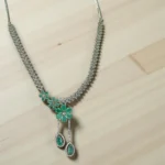 Mint Green Floral Silver Necklace Set - Image 2