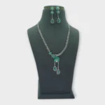 Mint Green Floral Silver Necklace Set
