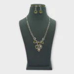 Yellow Stone Silver Cluster Necklace Set
