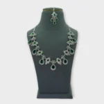 Emerald Green AD Silver Bridal Set - Image 2