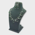 Emerald Green AD Silver Bridal Set