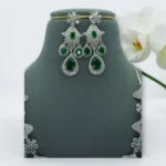 Emerald Green AD Silver Bridal Set - Image 4