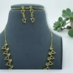 Gold Wishbone Luminous Stone Necklace Set - Image 3