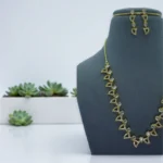 Gold Wishbone Luminous Stone Necklace Set - Image 2