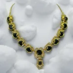 Black Onyx Gold Statement Necklace - Image 2