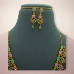 Pastle Crystal Gold Chandelier Necklace - Image 2