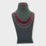 Pink Crystal Silver Statement Necklace