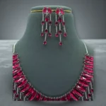 Pink Crystal Silver Statement Necklace - Image 2
