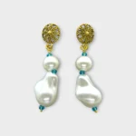 Baroque Pearl Turquoise Filigree Necklace - Image 2