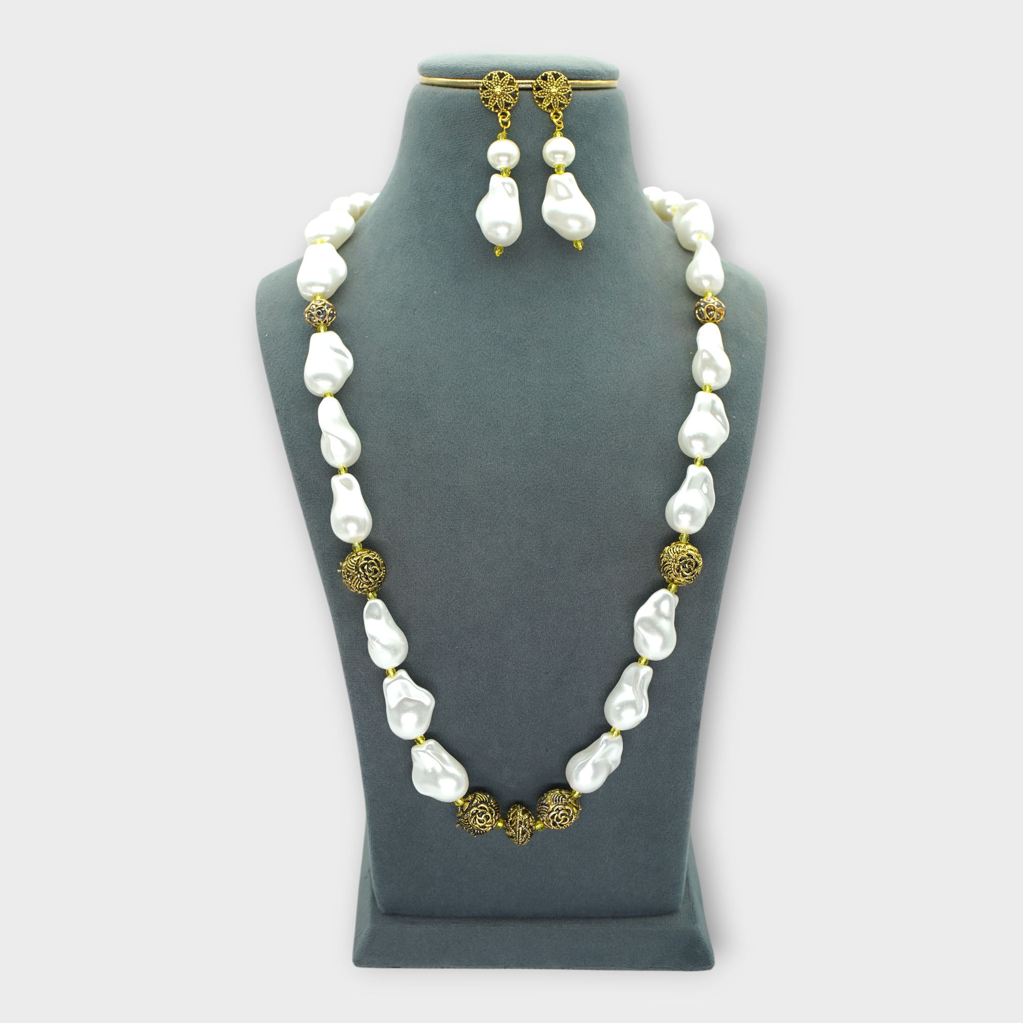 DSC09164 Baroque Pearl Yellow Accent Necklace - Image 1