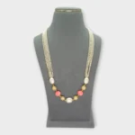 Pearl Pink Stone Long Necklace Set