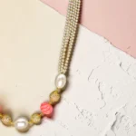 Pearl Pink Stone Long Necklace Set - Image 3
