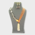 Baroque Pearl Grey Tassel Statement Necklace