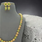 Emerald Pearl Gold Pavé Necklace Set - Image 2