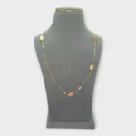 Natural Sunstone Long Gold Link Necklace