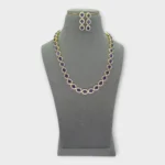Sapphire Blue Crystal Gold Necklace Set