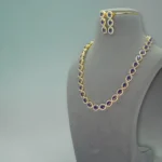 Sapphire Blue Crystal Gold Necklace Set - Image 3