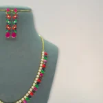 Navratna Pearl Gold Festive Necklace Set - Image 3