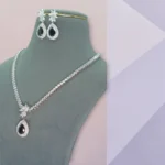Black Onyx AD Silver Necklace Set - Image 3
