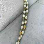 Pearl Gold Pavé Double Strand Necklace - Image 2