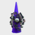 STONIRA peacock cocktail ring featuring an oversized central pearl and micro-paved colorful crystals on a paperfold
