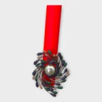 Artisan STONIRA peacock cocktail ring featuring an oversized central pearl and micro-paved colorful crystals with red paperwork