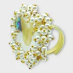 Swan motif jewellery ring with luminous pearl accents