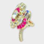 Side profile of adjustable peacock statement ring