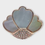 Overview of STONIRA adjustable rose gold statement ring featuring a carved Mother of Pearl flower motif anchored by a micro-crystal pave cluster