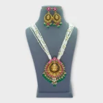 Temple Pearl AD Lakshmi Necklace Set