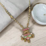 Temple Elephant Gold Pendant Necklace Set - Image 2
