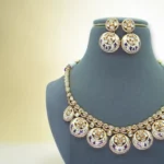 Meenakari Kundan Blue Bridal Jewelry Set - Image 3